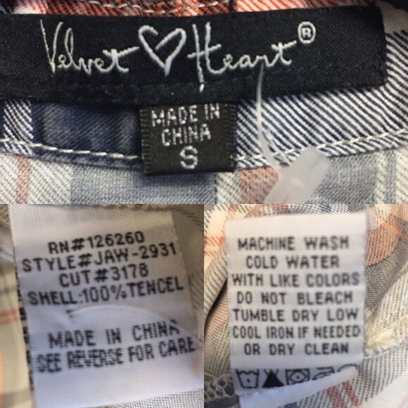 VELVET HEART Plaid Button Front Blouse White S - Picture 7 of 7